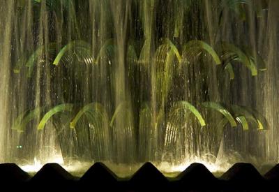 Waterfront Park Pineapple Fountain at Night Closeup