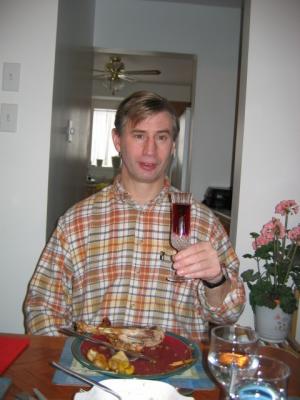 Pete's favourite tipple, half Red wine and half white. See if you can guess the order he poured them!