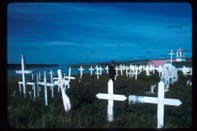 Graveyard At The Roman Catholic Church:  Tsiigehtchic (Arctic Red River), NWT