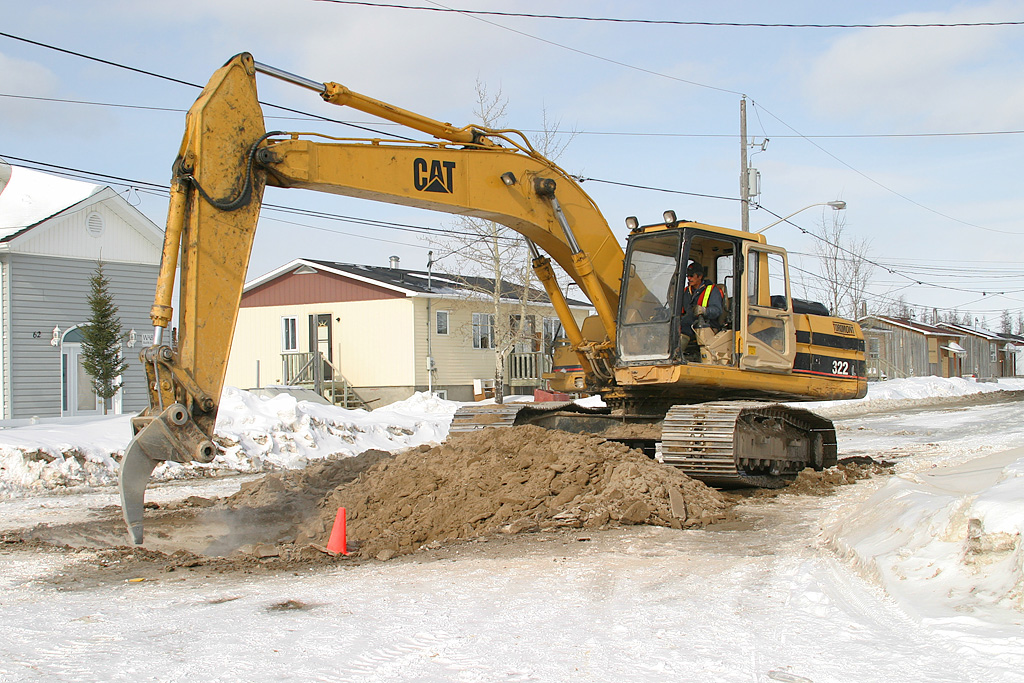 Cutting through frozen Wabun Road