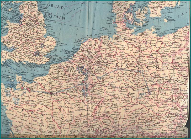 1st US Army WWII 1945 Map