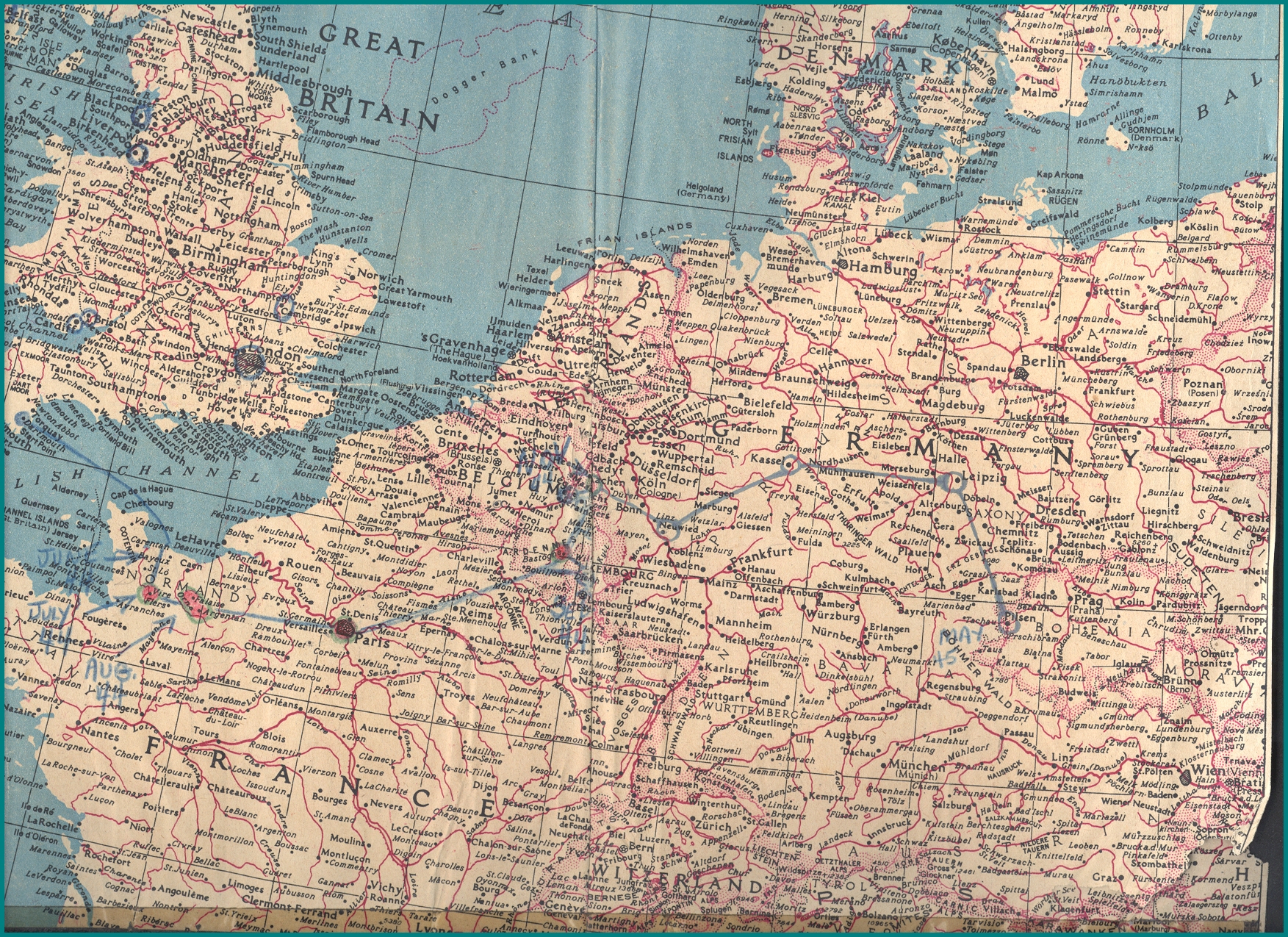 1st US Army WWII 1945 Map