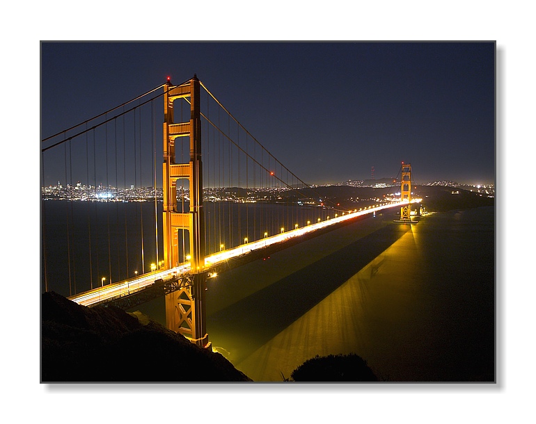 <b>Golden Gate Bridge at Night</b><br><font size=2>San Francisco, CA