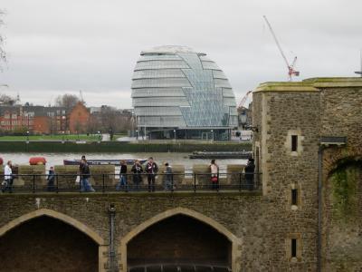 London's new City Hall building, across the Thames from the Tower.