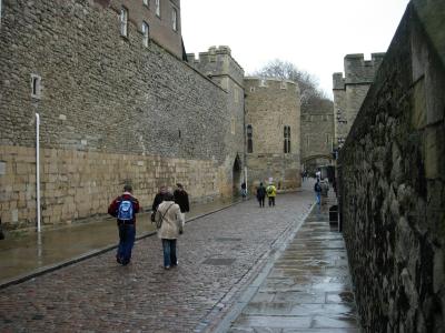 Water Lane, between the two defensive walls.