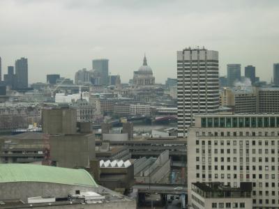 St. Paul's dome, with the towers of the Barbican to the left.
