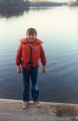 A happy little fisherman at south dock Carp Lake north of Prince George about 1979.