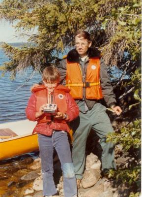 Brad Harris & Dave Radford at Carp Lake about 1979.