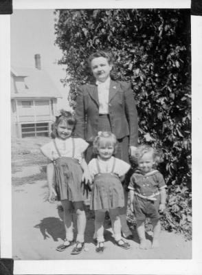 Macil (Brown) Scott with her 3 kiddies 
circa 1943