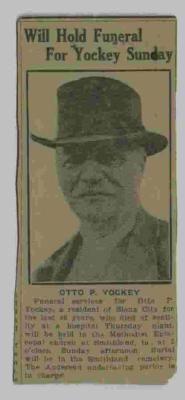 Otto Yockey's obituary - 1925
This image courtesy of Sue Schott