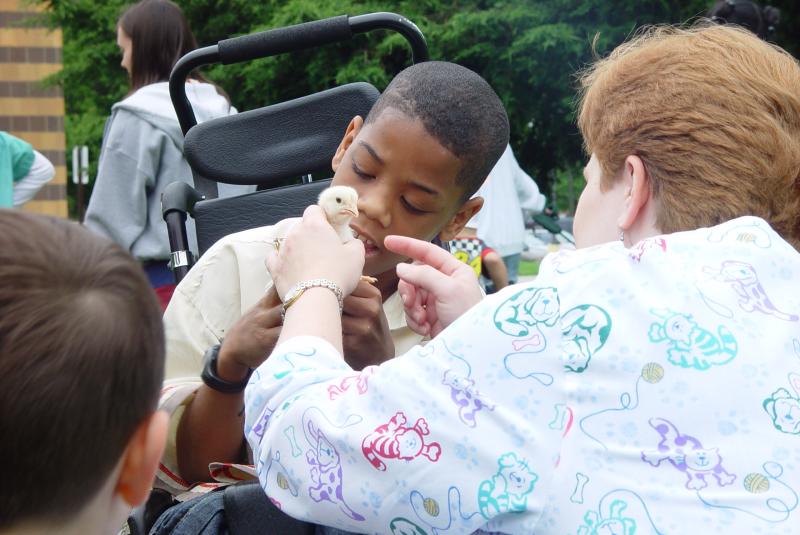 Wheelchair bound students get a glimpse of farm life by Chris Snyder