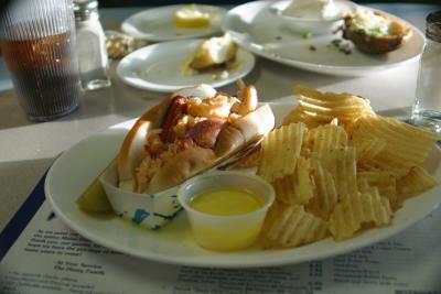 Hot lobster roll in the Maine Diner in Wells.