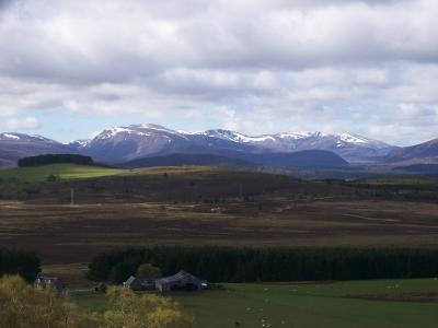 Cairngorm, Cairn Lochan and Braeriach from the A939 nr Grantown