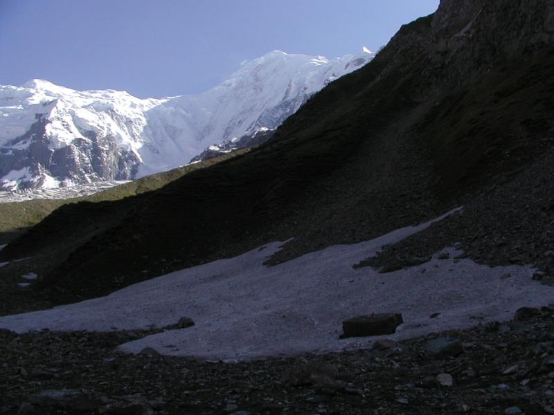 The Glacier where we filled Water from - started melting only after 10am or so (Rakaposhi in the background)