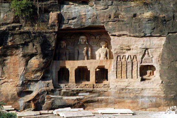 Numerous large Jain sculptures are carved into the side of Gwalior Fort