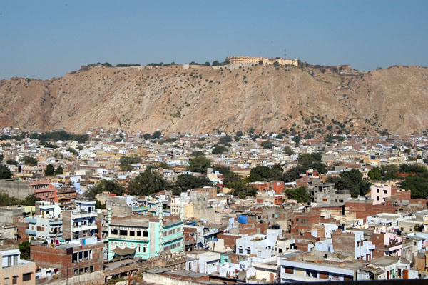 View of Nahargarth, the Tiger Fort, on a hill overlooking Jaipur