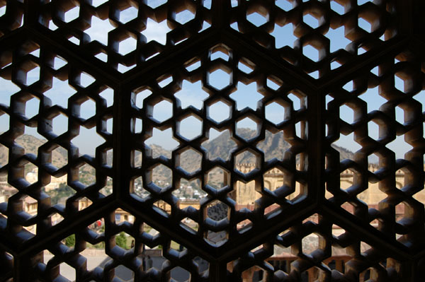 Stone lattice work, Amber Fort