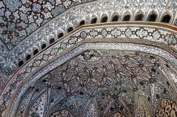 Decorated ceiling of the Sheesh Mahal, Mirror Palace, Amber Fort