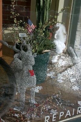 Silver Deer and Cactus, in Window