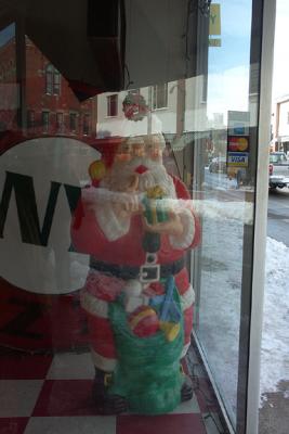 Plastic Santa, in Window