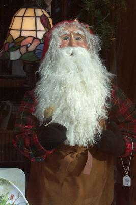 Santa at Work, in Window