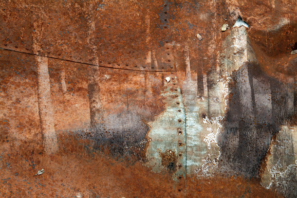 Rusted Metal and Forest Composite