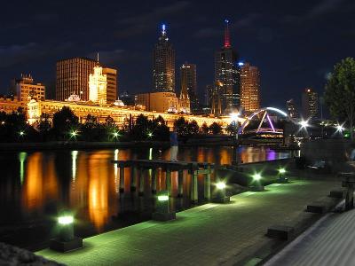 Melbourne City with Colorful Lights