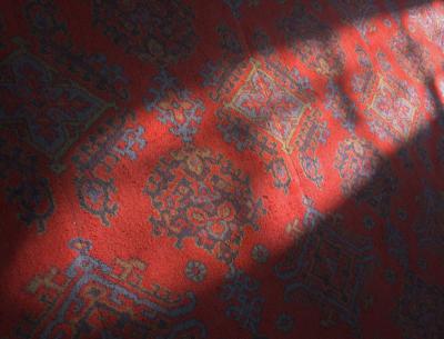 winter sun on old church carpet