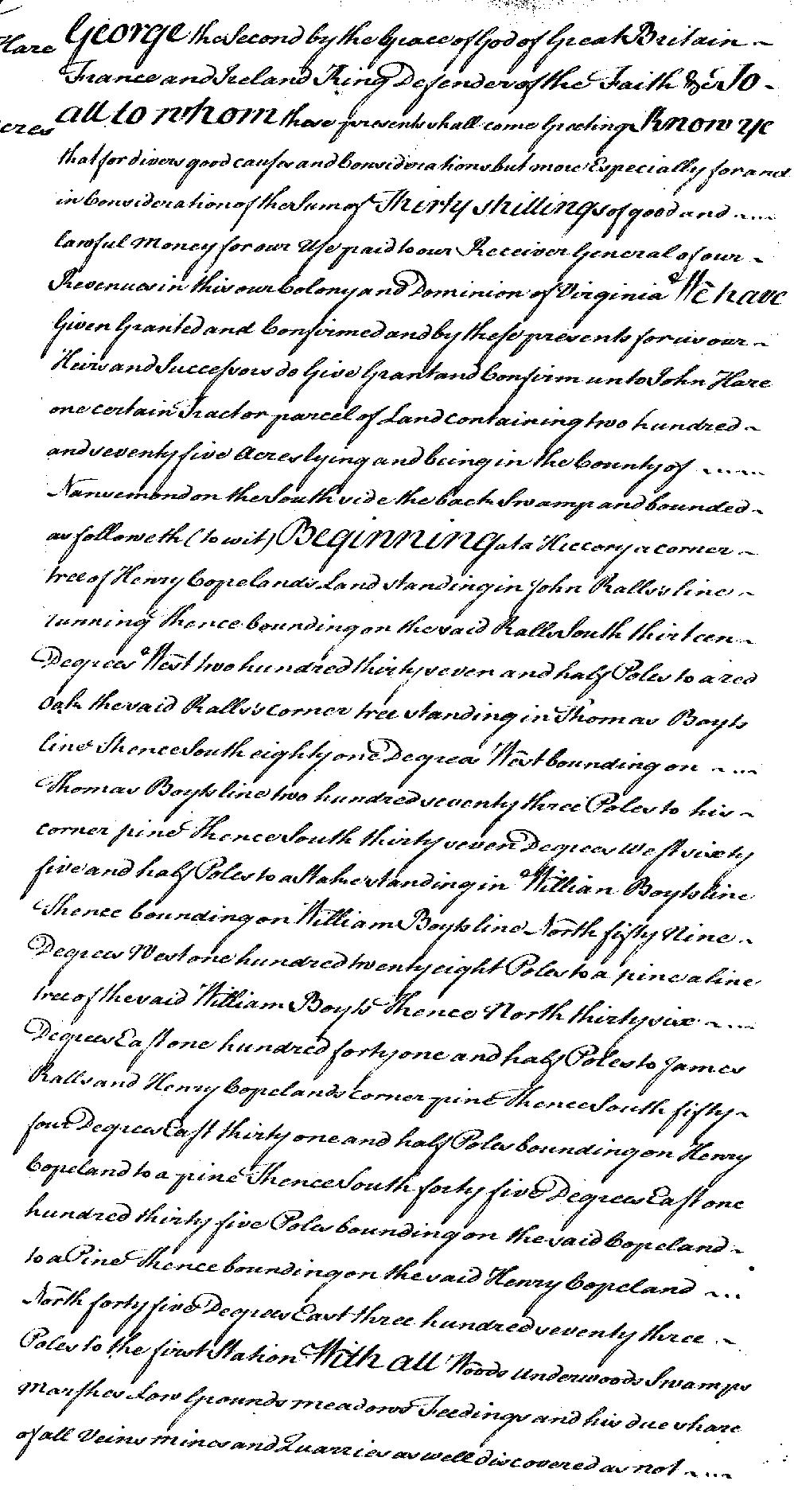 John Hare / William Boyt 1744 Deed