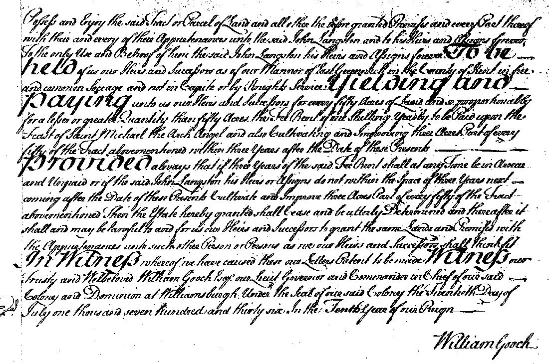 John Langston 1736 Deed Pg 2 Nansemond