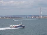 Hovercraft Island Express speeding past Portsmouth Harbour entrance
