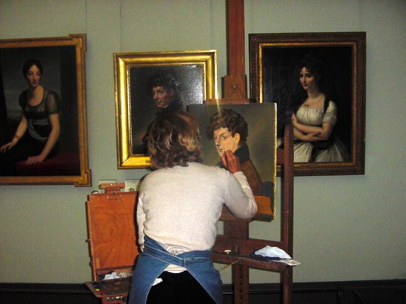 In the Louvre, an artist copies a masterpiece