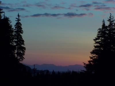 Sunset on the Aleutian Range across Cook Inlet, taken from the Hope Road