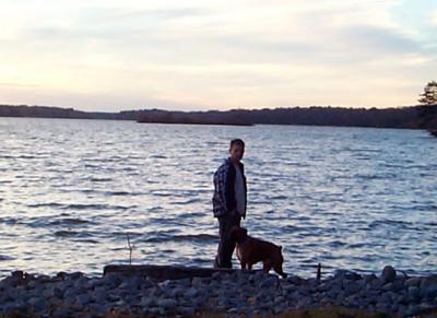 Chris and Biscuit checking out the lake.