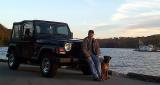 Kim and Biscuit enjoying the lake at sunset.
