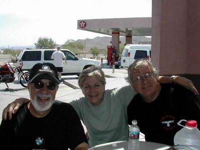 Ed, Melley and Bill enjoy a water break at the Fountain Hills Star Mart
