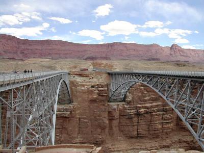 The Navajo Bridges cross the Colorado River at Marble Canyon