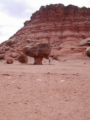 A small alien and a large rock