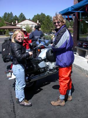 Biker mommas: Check out Marty's orange pants!