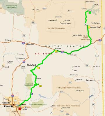 Today's ride takes us through Winslow and Payson, and then home, about 330 miles