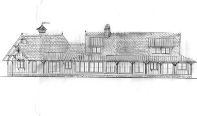 Artist's rendering of house rear (dormers will be gables)