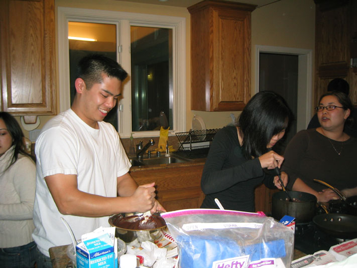 ben making brownies