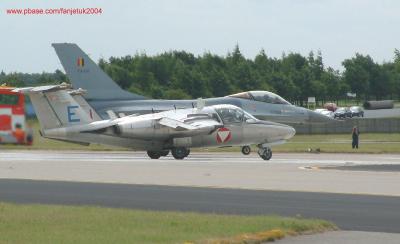 Belgian AF F-16 with 2 Austrian AF Saab 105s