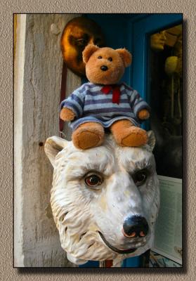 A bear on a bear mask