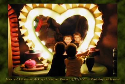 Isaac and Ethan in Mickey's Toontown House