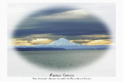 Rainier Sunrise - Vignette on Canvas