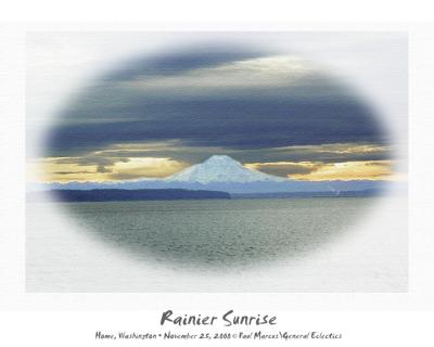 Rainier Sunrise - Vignette on Canvas