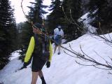 Traversing snow on a 45 degree slope