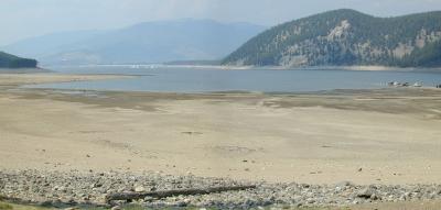 Dillon reservoir with smoke from the Haymen fire (Saturday)