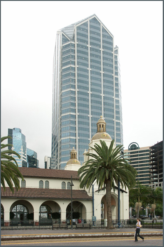 Railroad station, San Diego, vertical panorama